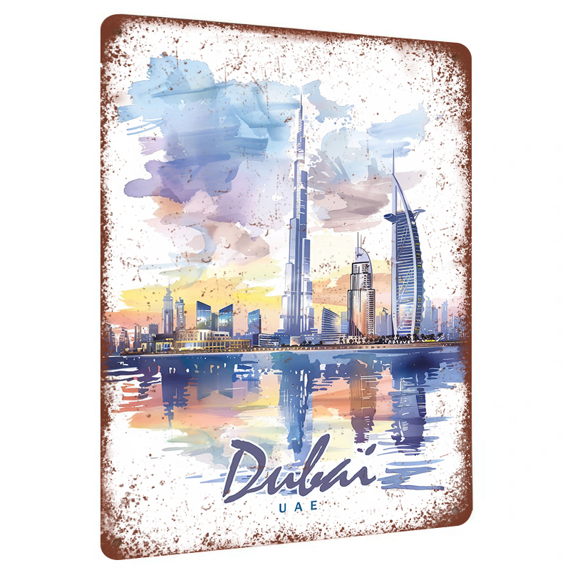 Dubai Skyline Watercolor Metal - огляд і ціна Home Office Dubai