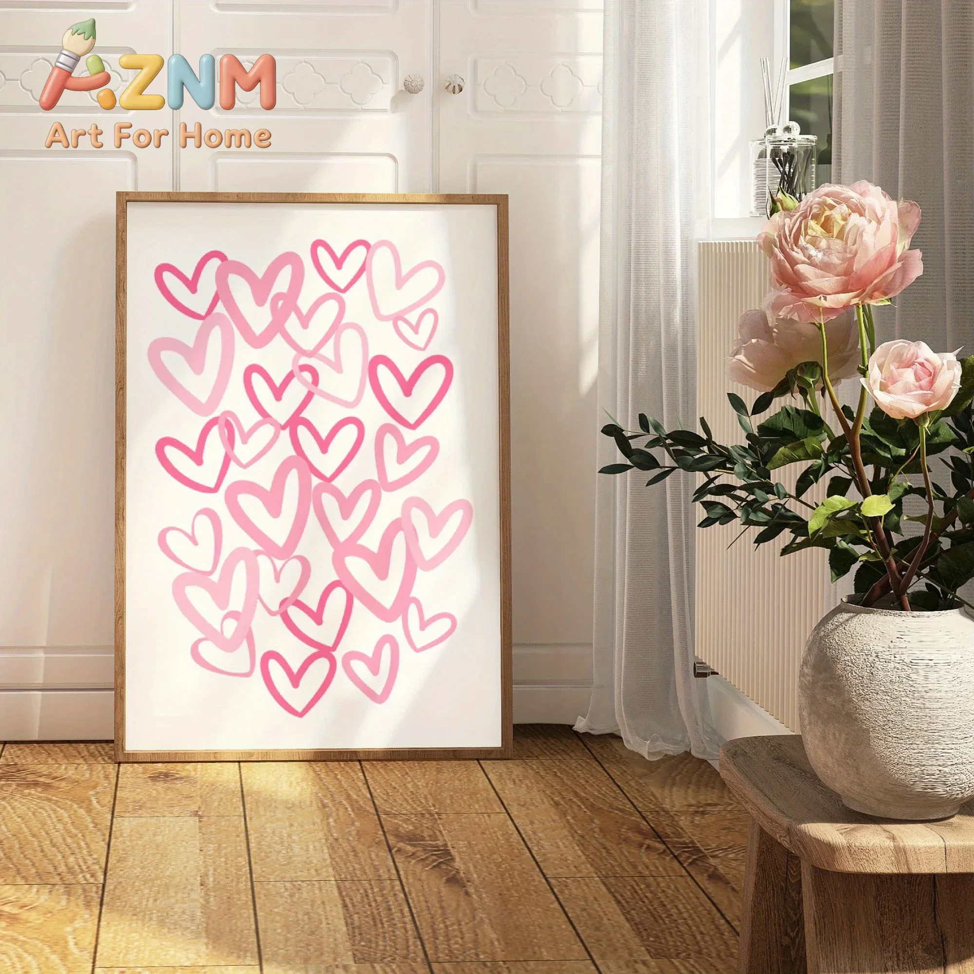 Chic Pink Love Hearts Canvas A - огляд і ціна Home Office Room Inspiration