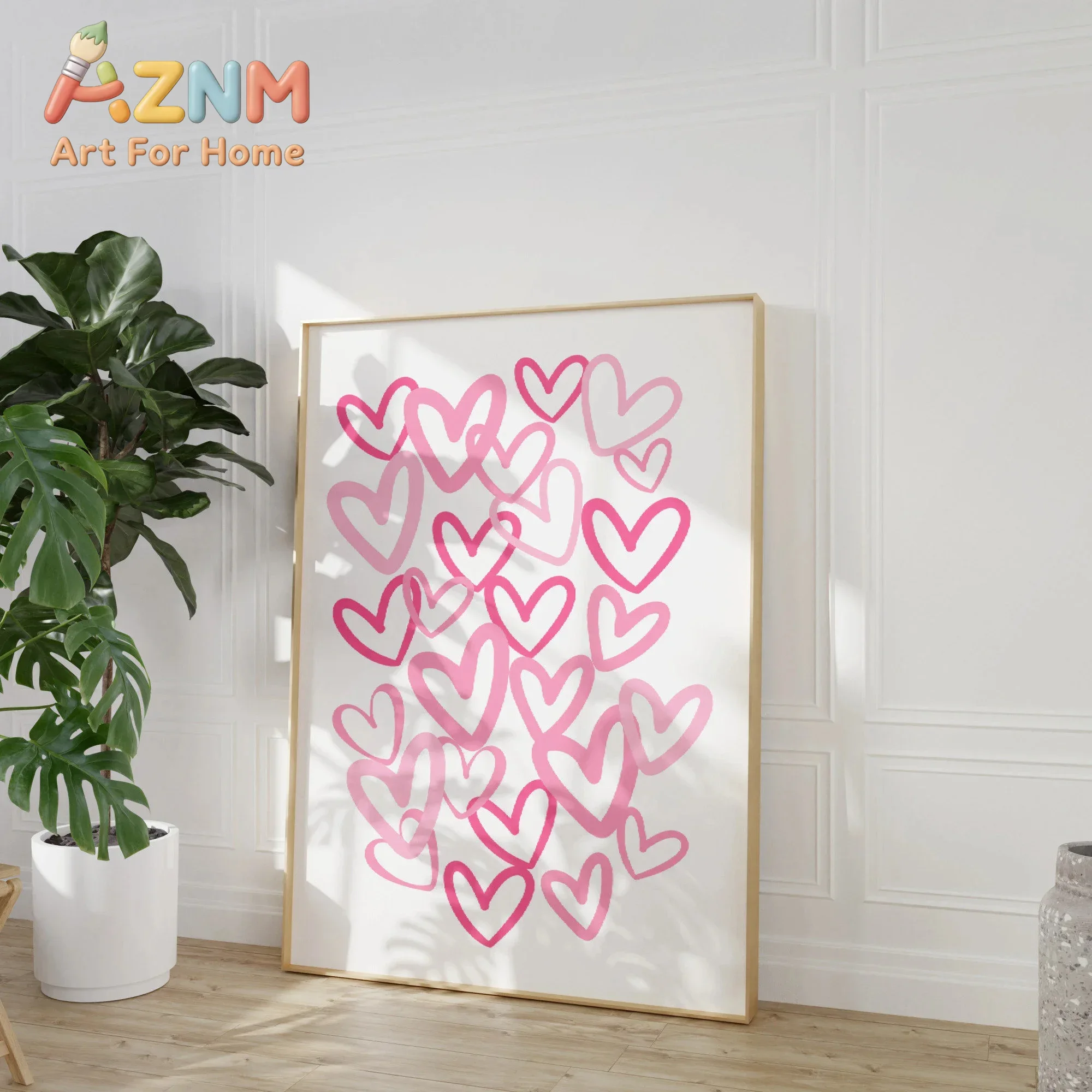 Chic Pink Love Hearts Canvas A - огляд і ціна Home Office Room Inspiration