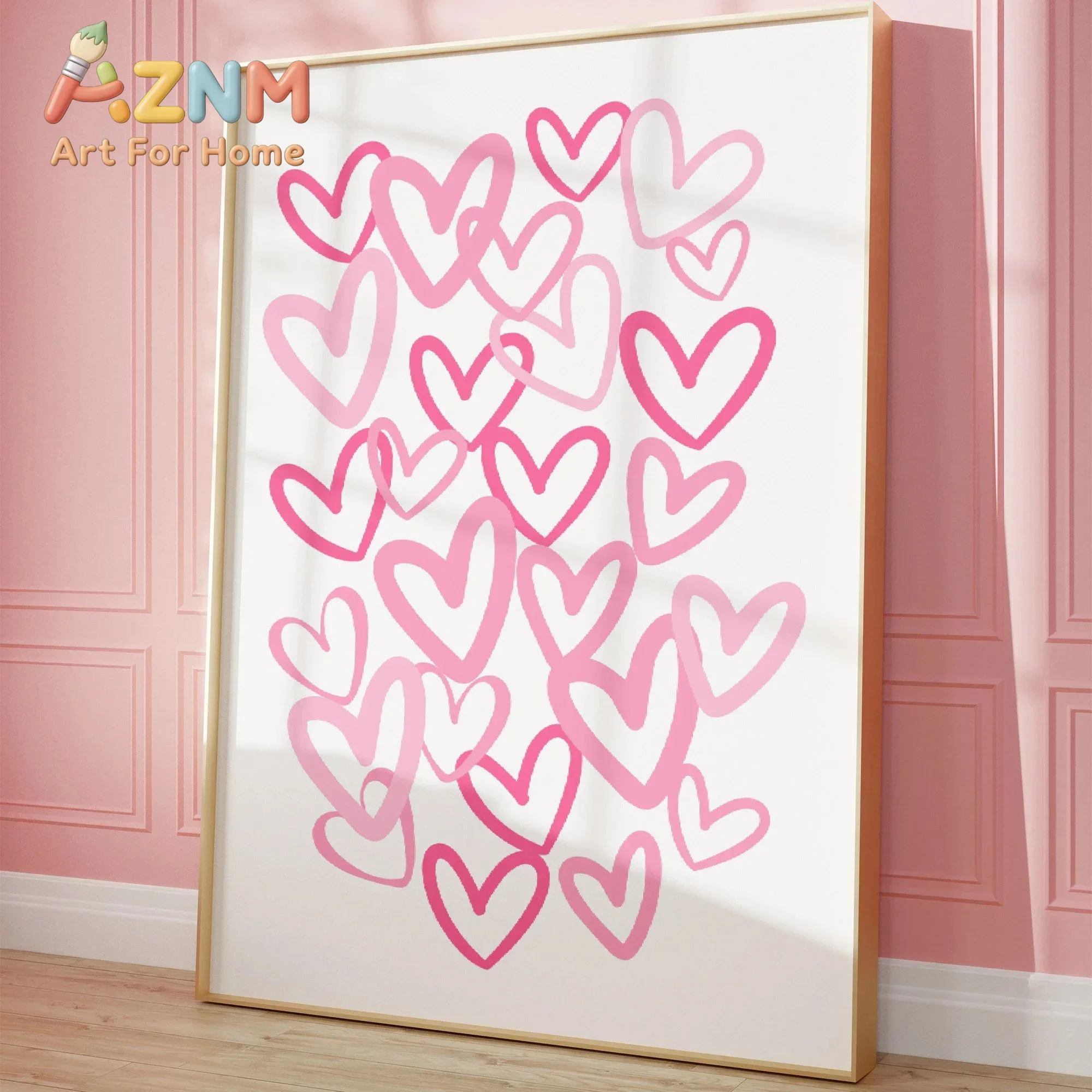 Chic Pink Love Hearts Canvas A - огляд і ціна Home Office Room Inspiration