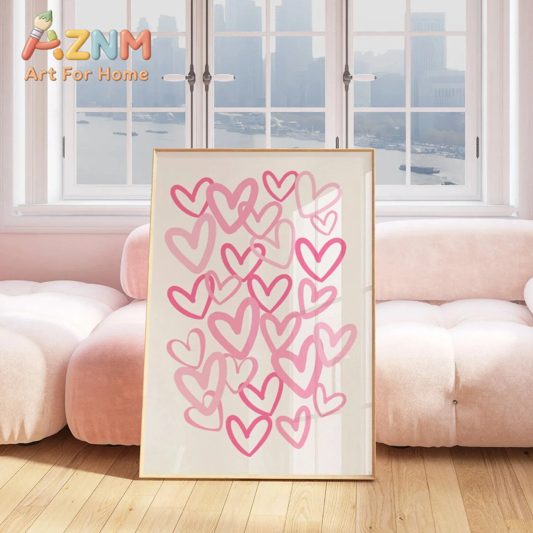Chic Pink Love Hearts Canvas A - огляд і ціна Home Office Room Inspiration
